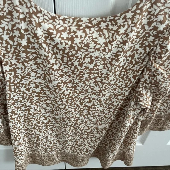 J. Jill Cream and Brown Floral Blouse - Picture 3 of 6
